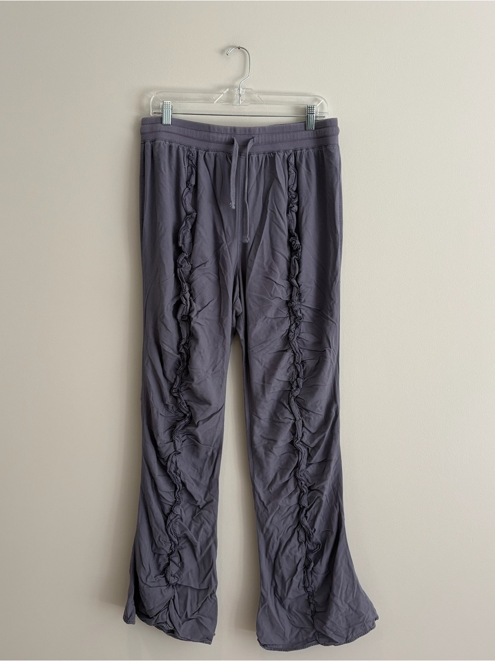 FP Movement Ruffle Flare Pants Gray Soft Stretch Side Ruffle High Rise Size L